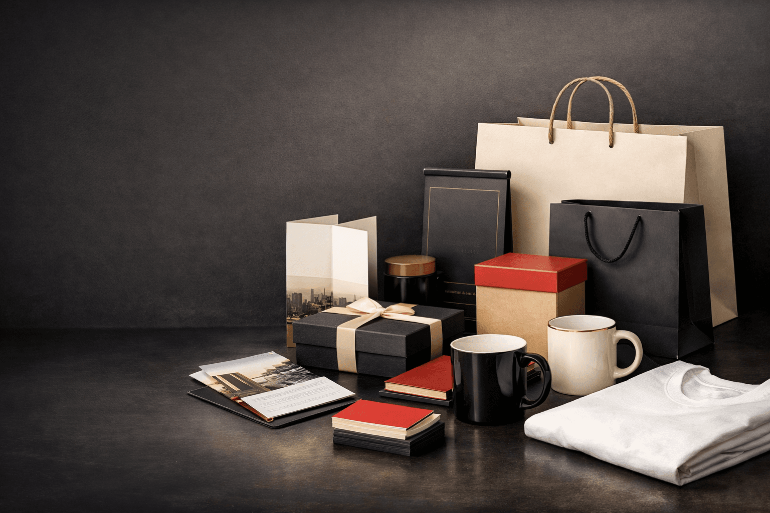 Custom printed merchandise, packaging, business cards, and signage