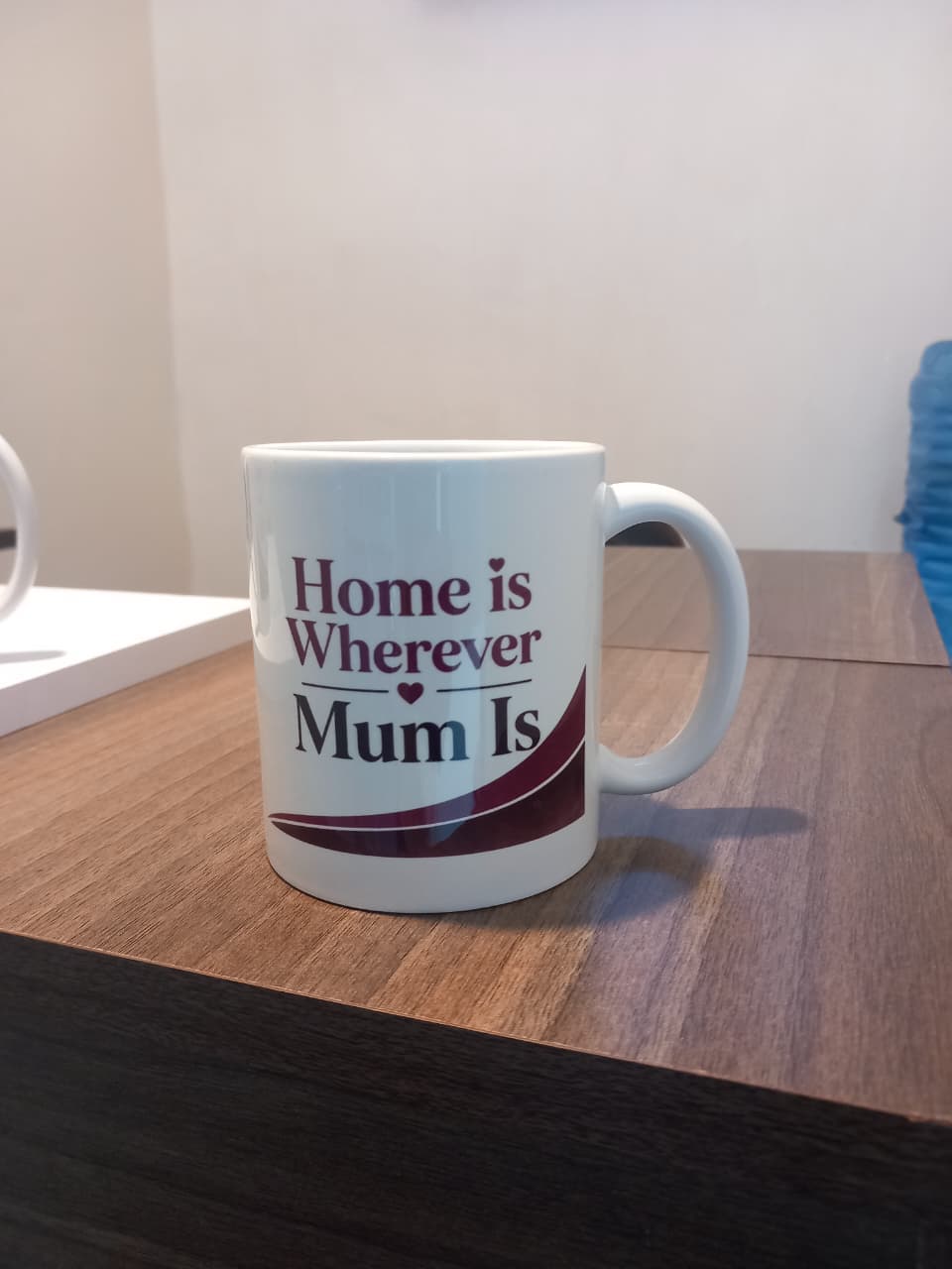 White ceramic mug with glossy finish